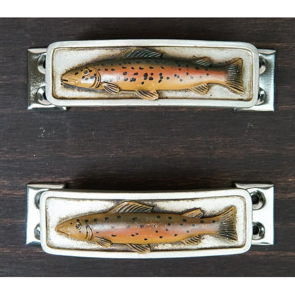 Set Of 2 Coastal Marine Nautical Fish Drawer Cabinet Door Bar Pull Knobs Accent