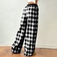 thumbnail image 4 of Plaid Pajama Pants Women Elastic Waist Drawstring Loungewear Pant Casual Checkered Printed Loose Fits Wide Leg Lightweight Comfy Sleepwear Pant, 4 of 9
