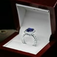 thumbnail image 5 of HeartsAndYou 3ct Natural Blue Sapphire Engagement Ring 14k SOLID White Gold Halo Cocktail, 5 of 9