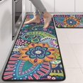 thumbnail image 2 of Kitchen Rugs Sets Of 2,Multicolor Ethnic Paisley and Floral Pattern Anti Fatigue Kitchen Mat Rugs Non Slip Washable,Decorative Kitchen Floor Mats for Kitchen,Sink,Laundry,17"x47"+17"x47", 2 of 5