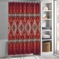 thumbnail image 6 of Red Retro Boho Extra Long Shower Curtain Set, Waterproof Shower Curtains for Bathroom, Vintage Ethnic Tribe Abstract Art Washable Fabric Bath Curtain for Bathtub Decoration with Hooks 72x96 Inches, 6 of 9