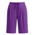thumbnail image 5 of WULMLEO Bermuda Shorts for Women Cotton Casual Wide Elastic High Waisted Summer Shorts for Women 2026 Drawstring with Pocket Purple M, 5 of 6