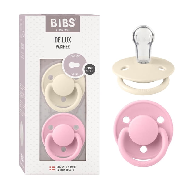 Chupones Bibs The Lux Silicon Ivory Baby Pink 0-3 Años 2 Pza