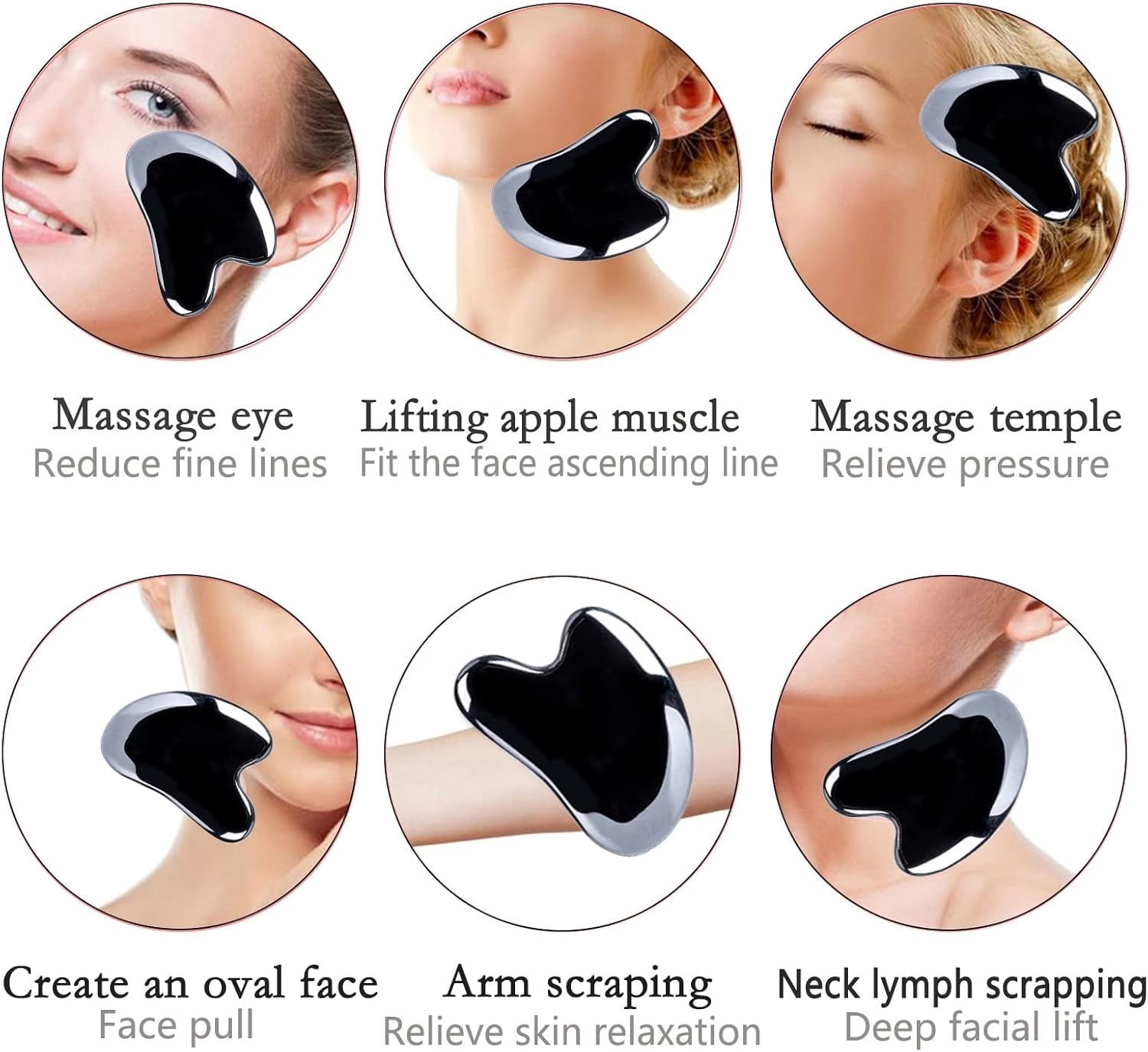 Terahertz Gua Sha Massage Tool Natural Guasha Stone Face Massager Scraper for Neck Body Scraping Spa Beauty Care 1Pcs (Color : 4)