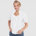 thumbnail image 5 of MIXUE Boho Tops For Women Summer Lace Solid Color Square Collar Short Sleeve Casual Pullover Shirts For Women T-shirts Streetwear,White,XXXL, 5 of 9