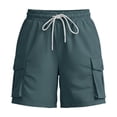 thumbnail image 4 of Bermuda Shorts for Women Stretchy New Outdoor Hiking Shorts for Women Elastic Waist Cargo Shorts with Multi Pockets Knee Length Workout Sports Bottoms Navy S, 4 of 6
