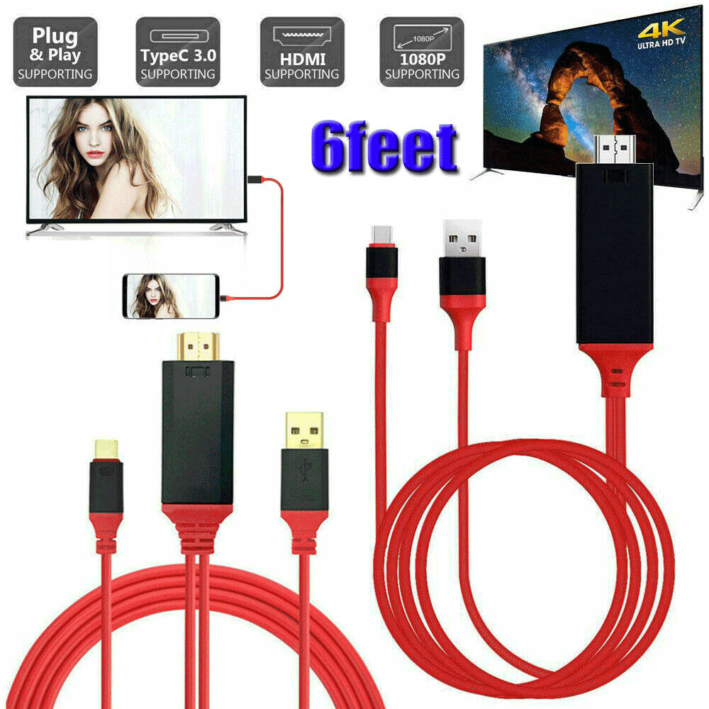 For Samsung Galaxy S10 S9 Note 9 Type-C USB-C to HDMI HDTV HD 4K Cable Adapter