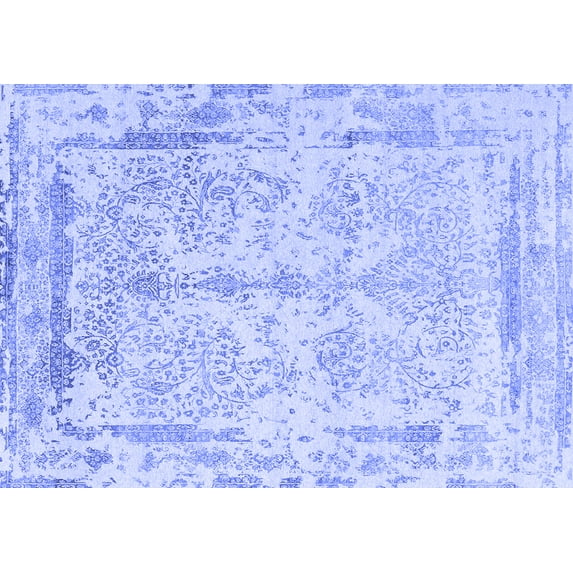 Ahgly Company Indoor Rectangle Oriental Blue Industrial Area Rugs, 5' x 7'