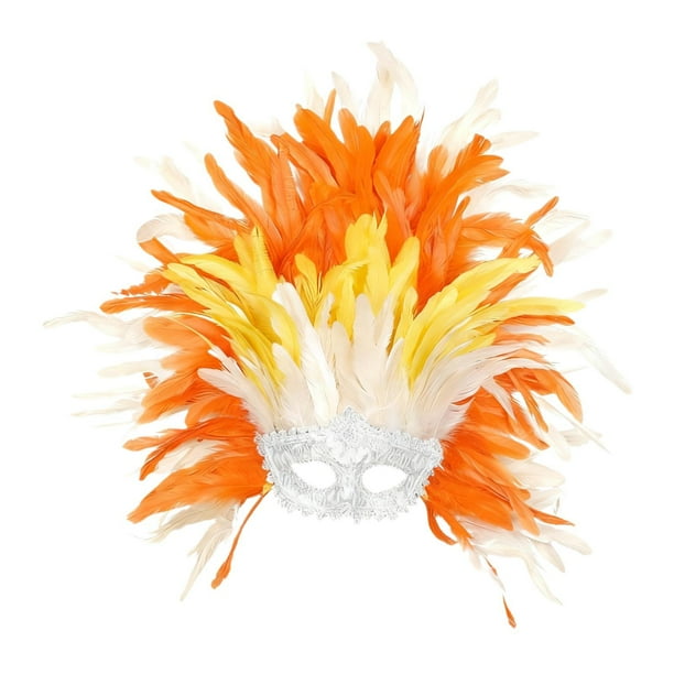 Tocado de plumas, accesorio de disfraz para carnaval, espectáculos escénicos Naranja