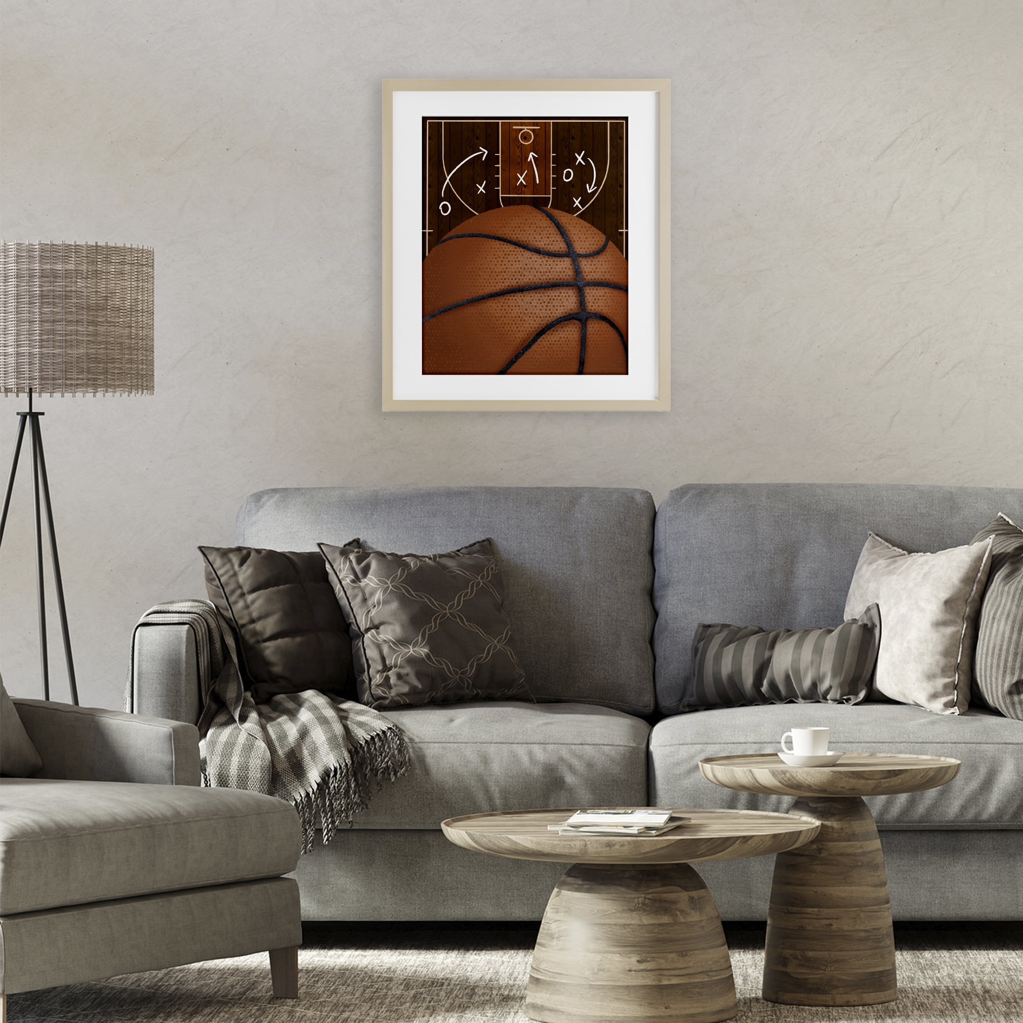 Stupell Industries Basketball Court Tactics Birch Framed Print Under Glass, design by Jennifer Stith