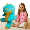thumbnail image 1 of Peluche con forma de dinosaurio Fullair, tamaño grande, 1,68 kg, pesado, azul, 1 of 7