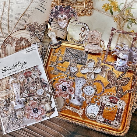 SunWMart Scrapbook Paper Hollow Out Photo Frame Background Decorative Paper 30PCS Vintage Cutout Collage for Junk Journal Card Making Crafts Planners Album Embellishments