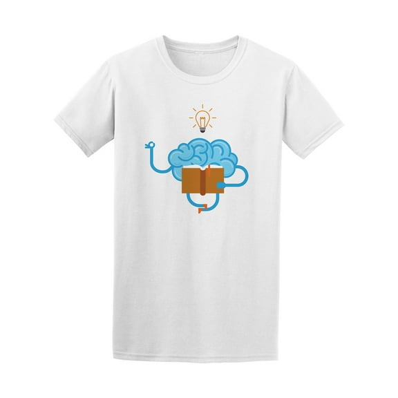 Smartprints Mens Graphic Tee - Geek Brain With Book - Regular Fit 100% Cotton