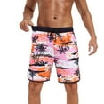 thumbnail image 6 of Stamzod Summer Bathing Suit Men 2026 Trendy Tropical Print Drawstring Swim Trunks Casual Vacation Beach Shorts for Men with Pocket Pink-1 XXXL, 6 of 7