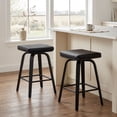 thumbnail image 4 of Guyou 26” Swivel Counter Height Bar Stools Without backrest, Upholstered Farmhouse Bar Stools with Footrest for Kitchen Island, Black-PU Leather(Set of 2), 4 of 12