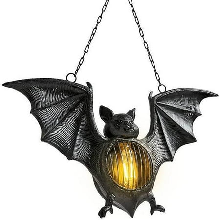 

Halloween Simulation Bat LED Lantern Vintage Style Resin Bat Light Flameless Bat Pendant Lantern for Courtyard Porch Party Decoration