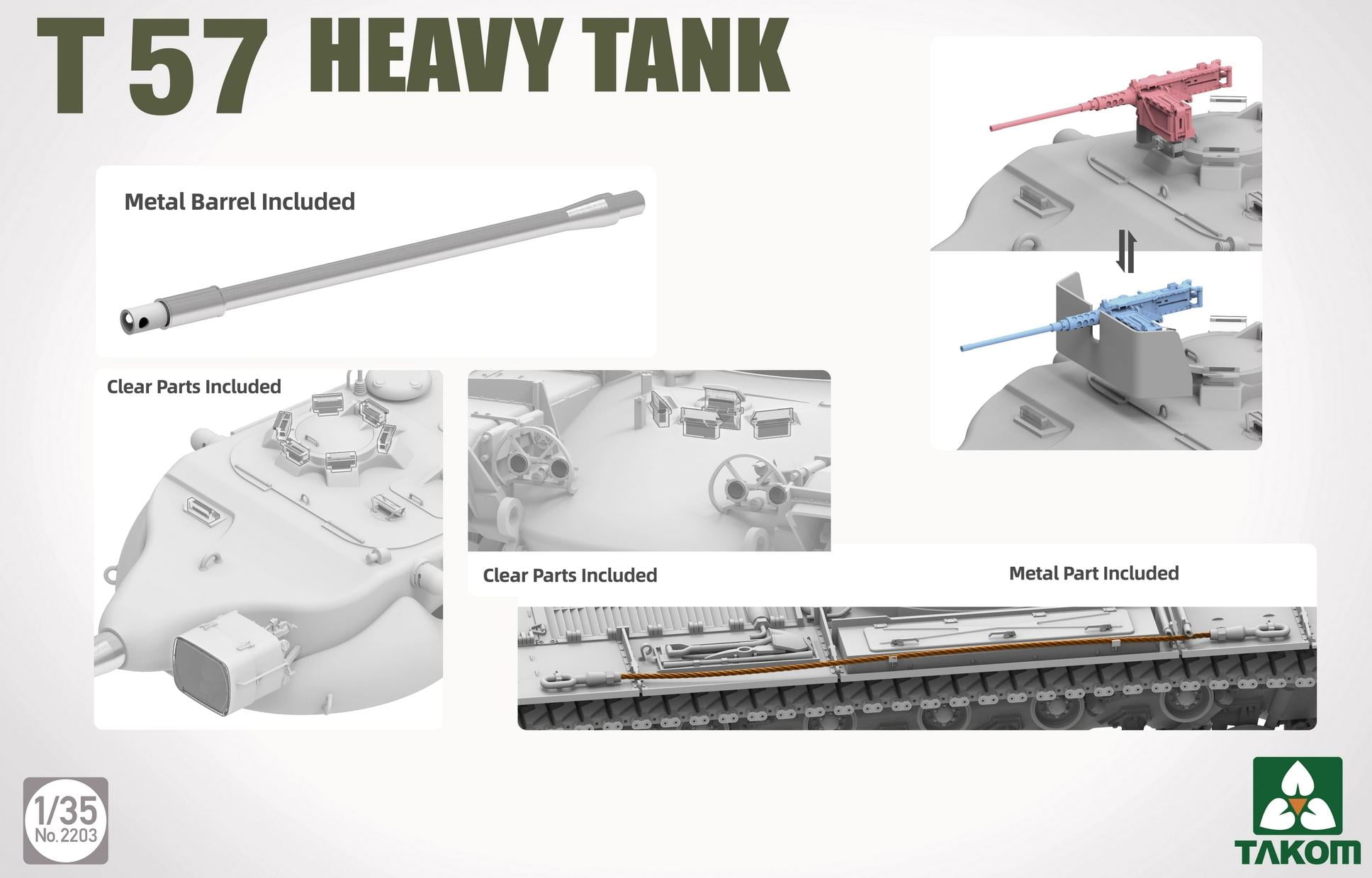 TAKOM 2203 1/35 Scale US T57 Heavy Tank Assembly Model Kit