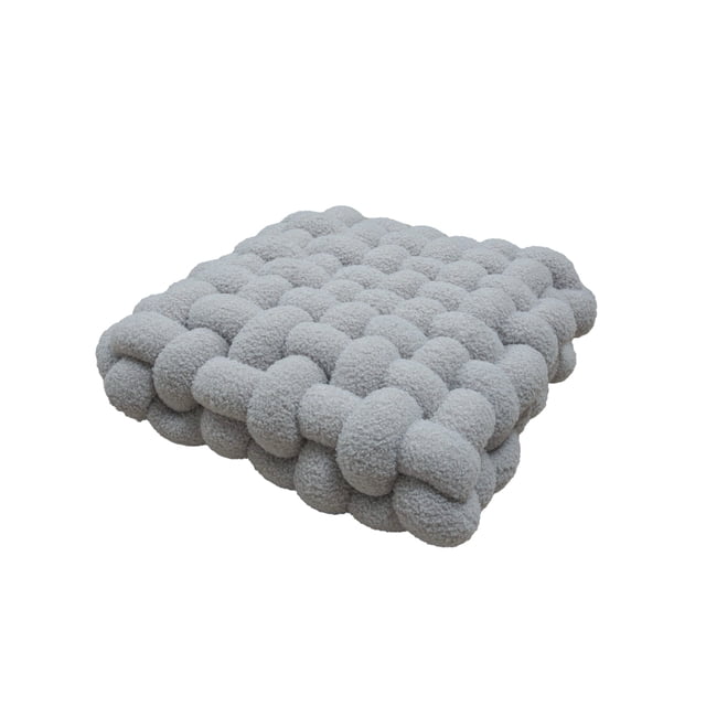 Naiovety Cojín de asiento con nudo de felpa suave, cojín para silla, almohada de estilo Ins, cómodo decorativo para el hogar, sofá, Decoración del hogar Gris claro 40*45*12 CM