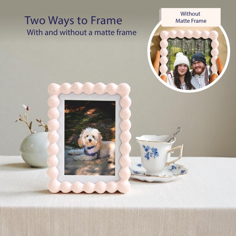Mainstays Blush Pink Bubble Beaded 5x7 Picture Frame Matted to 4x6