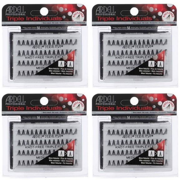Pestañas postizas Ardell Triple Individuals, sin nudos, negras, paquete de 4
