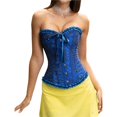 thumbnail image 2 of Tops de Corsé para Mujer, Lencería Moldeadora con Bustier, Body Push Up con Cintura de Encaje Azul Profundo XL, 2 of 10