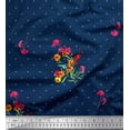 thumbnail image 1 of Soimoi Cotton Duck Fabric Dot,Leaves & Periwinkle Floral Fabric Prints by Yard 56 Inch Wide, 1 of 3