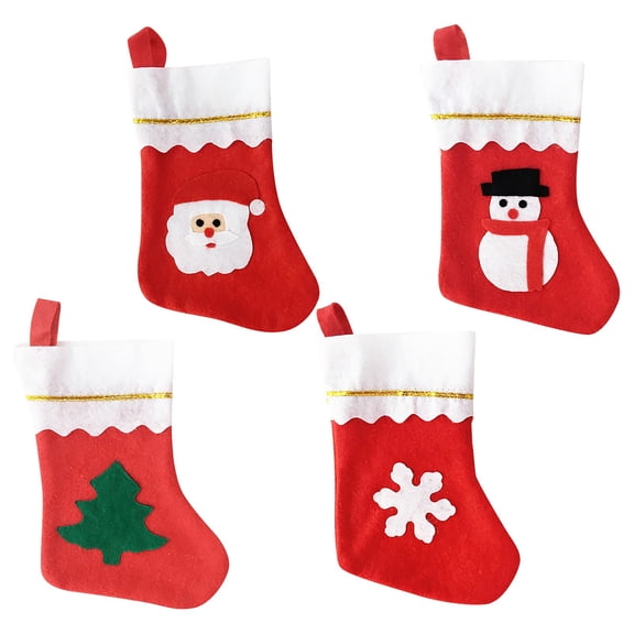 12PC Christmas Hanging Stockings, Red Non-woven Xmas Stocking, Fireplace Hanging Stocking, Applique Christmas Gift Socks, Christmas Stocking, Stockings Christmas, Mini Christmas Stockings Bulk
