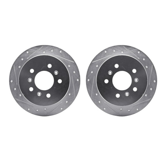 Dynamic Friction Company Rear Brake Rotors-Drilled and Slotted-Silver 7002-45015