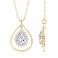 thumbnail image 5 of Rosec Jewels Certified Moissanite Teardrop Pendant Necklace - with Chain - D-VS1 Quality - Ready to Gift with Jewelry Box, 14K Yellow Gold, 5 of 8