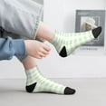 thumbnail image 2 of Fuzoiu Green Checkboard Print Adult Socks, Crew Moisture-wicking Socks, Unisex Cushion Crew Socks,Casual Sports Ankle Socks, 2 of 7
