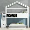 thumbnail image 4 of Harper & Bright Designs Twin over Full Bunk Bed with Storage Stairs and Blackboard, House-shaped Bunk Beds Frame with Roof and Window for Boys Girls Adults Bedroom, White, 4 of 18