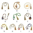 thumbnail image 5 of Halloween Wooden Bead Garland Rustic Farmhouse Bead Garland Beaded Tiered Tray Decor Prayer Bead Wall Hanging Decor with Tags and Linen Tassels for Halloween Shelf Display, 5 of 5