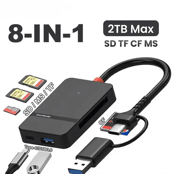 RIWPKFH 8 in 1 Card Reader Type C USB3.0 to SD TF CF MS Memory Card Device for PC Laptop 104MB/s 2TB Smart Card Reader Phone Accessories