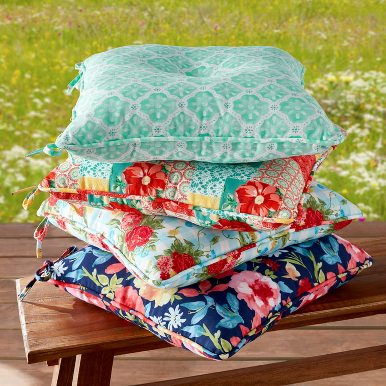 The Pioneer Woman 18 x 19 Multi-color Sweet Rose Outdoor Seat Pad, 2 Pack  