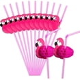 thumbnail image 1 of 50 Flamingo Straws Flexible Cocktail Straws Flamingo Straw Decorations, 1 of 5