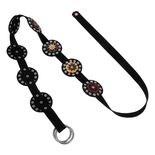 unbranded Cinturón De Mujer Vintage Con Disco Metálico Negro Para Uso Casual Y Formal