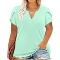 thumbnail image 2 of Xihbxyly Plus Size Tops for Women, V Neck T Shirts for Women Short-Sleeve V-Neck T-Shirt Sexy Wrap Shirt Short Sleeve Tunic Top Shirts Womens Summer Tops Loose Tops Blouse #2, 2 of 5
