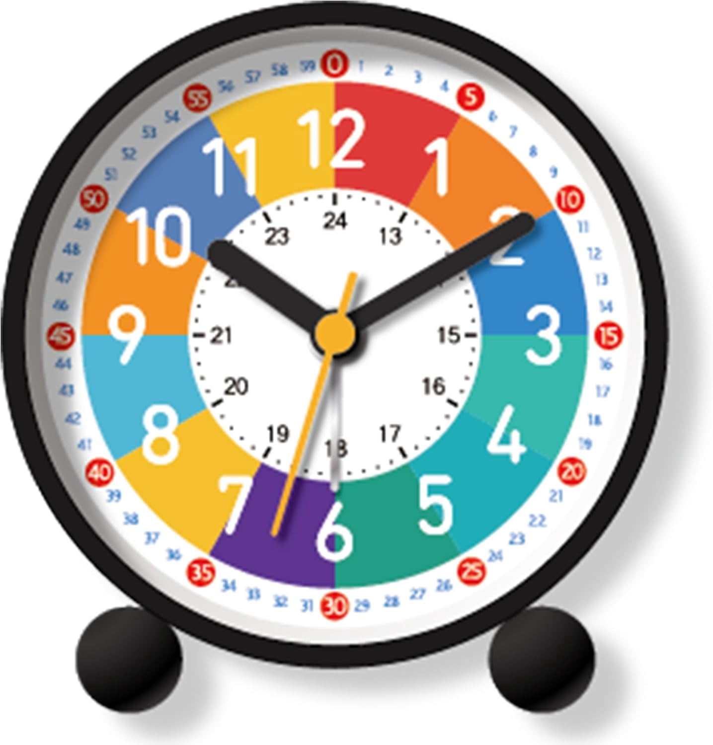 Analog Alarm Clock for Kids: Telling Time Teaching Clock for Kids, Learning Clock with Colorful Dial, Clock to Teach Kids How to Tell Time, Battery Operated Kids Alarm Clock with Back-Light (Blue)