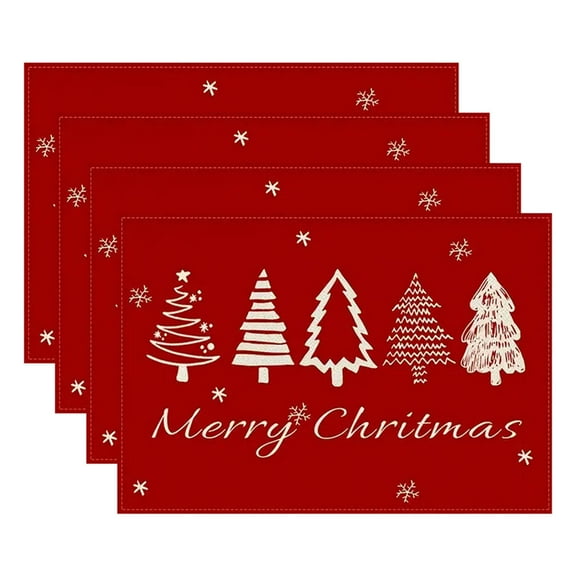 Christmas Placemat Table Mat 4-Piece Set for Home Living Room Decoration with Holiday Designs for Festive Dining Experience