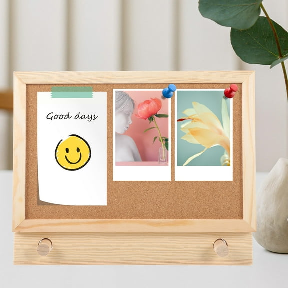 OUNONA Office Bulletin Board with Cork and Metal for Displaying Photos Memos and Messages 1 Set Small Size
