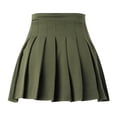 thumbnail image 4 of Tfken Women Skirts For Summer Solid Color High Waist Mini Pleated Skirts Trendy Daily Wear Female Classic Clothes Green, 4 of 4