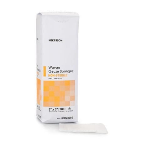 McKesson Woven Gauze Sponge Cotton, 12-Ply, 3 Inches x 3 Inches, Square, White, Non-sterile, 4000 Count