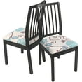 thumbnail image 6 of Dining Chair Seat Covers Set of 4, Stretch Printed Seat Covers for Dining Room Chairs, Soft Removable Washable Chair Seat Protector Seat Cushion Slipcovers for Kitchen, Office, 6 of 6