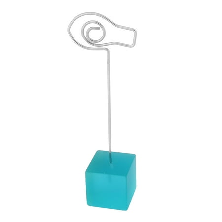 - Home Resin Cube Shaped Base Fish Design Clamp Photos Postcard Memo Clip Blue