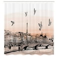 thumbnail image 3 of Ambesonne Paris Shower Curtain, Sketch of Eiffel Tower, 69"Wx84"L, Peach Grey, 3 of 5