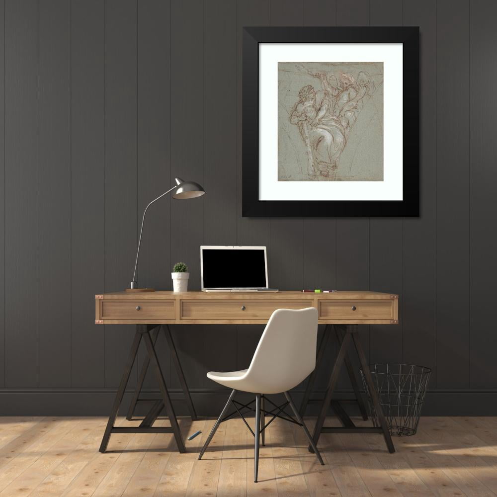 Carlo Maratti 20x22 Black Modern Framed Museum Art Print Titled - Virtue Crowned by Honor (1670-76)