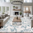 thumbnail image 3 of Blue Leaves Area Rugs 5'x8', Washable Small Throw Rugs for Classroom Bedroom, Modern Minimalist Leaf Botanical Vintage Indoor Outdoor Rug Non-Slip Low Pile Carpet Runner Reversible Floor Mats, 3 of 8