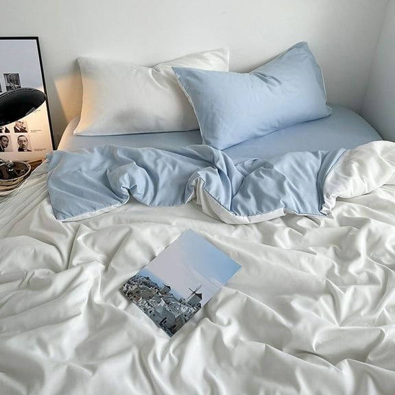 Juego de Cama de 4 Piezas de Poliéster Suave | Ideal para Dormitorios Estudiantiles | Multicolor | 150X200Cm, 200X230Cm | Tela Lavada | Transpirable | Doble Faz | Fácil Mantenimiento | 1 Funda Nórdic