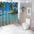 thumbnail image 7 of Orinice  Beach Shower Curtain Blue Ocean Fabric Bathroom Curtain Set Nature Tropical Palm Tree Polyester Bath Curtains with Hooks Washable Waterproof   60x72, 7 of 7