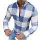 thumbnail image 2 of Blusa y camisa de manga larga con cuello vuelto para hombre, estilo informal, a la moda, con estampado de celosía y botones, con bolsillo tipo cárdigan, blusa de manga larga con cuello vuelto, blusa d, 2 of 6